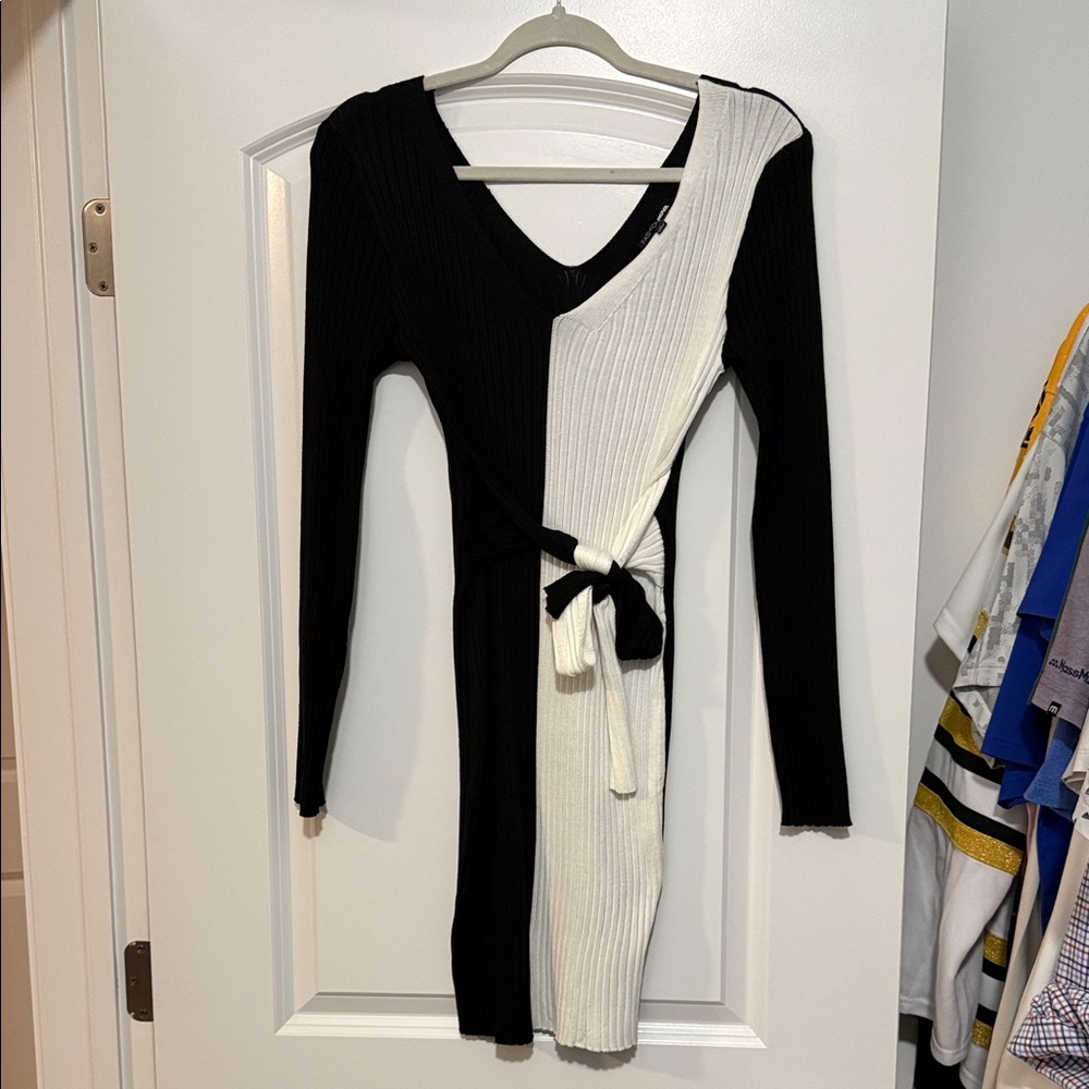 Fashion Nova Black and White Asymmetrical Dress
